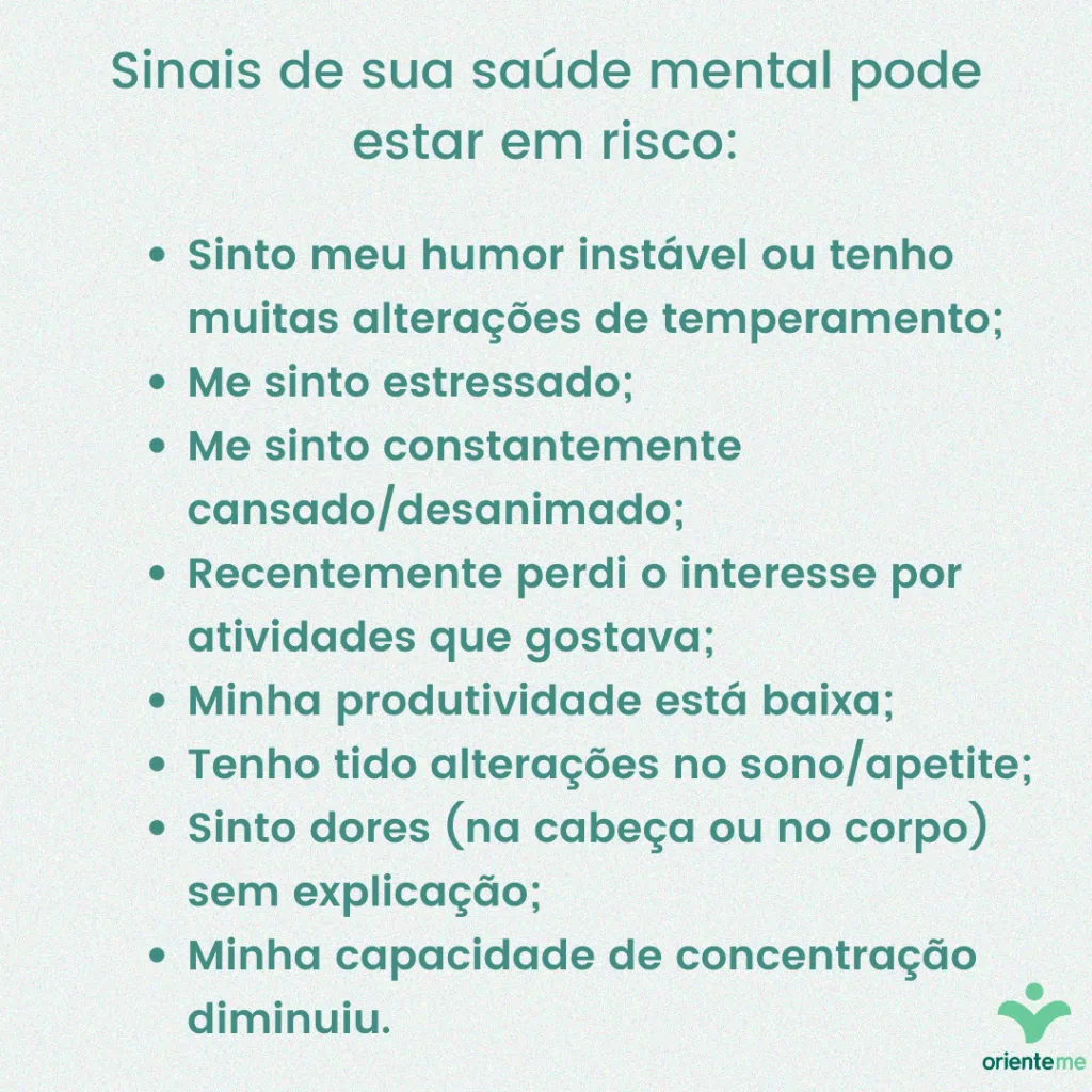 sinais de que a saúde mental pode estar em risco